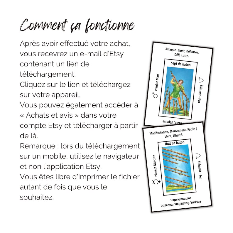 Jeu de tarot imprimable avec mots-clés, feuilles de triche A4, significations des cartes de tarot, débutants, outils de divination. image 10