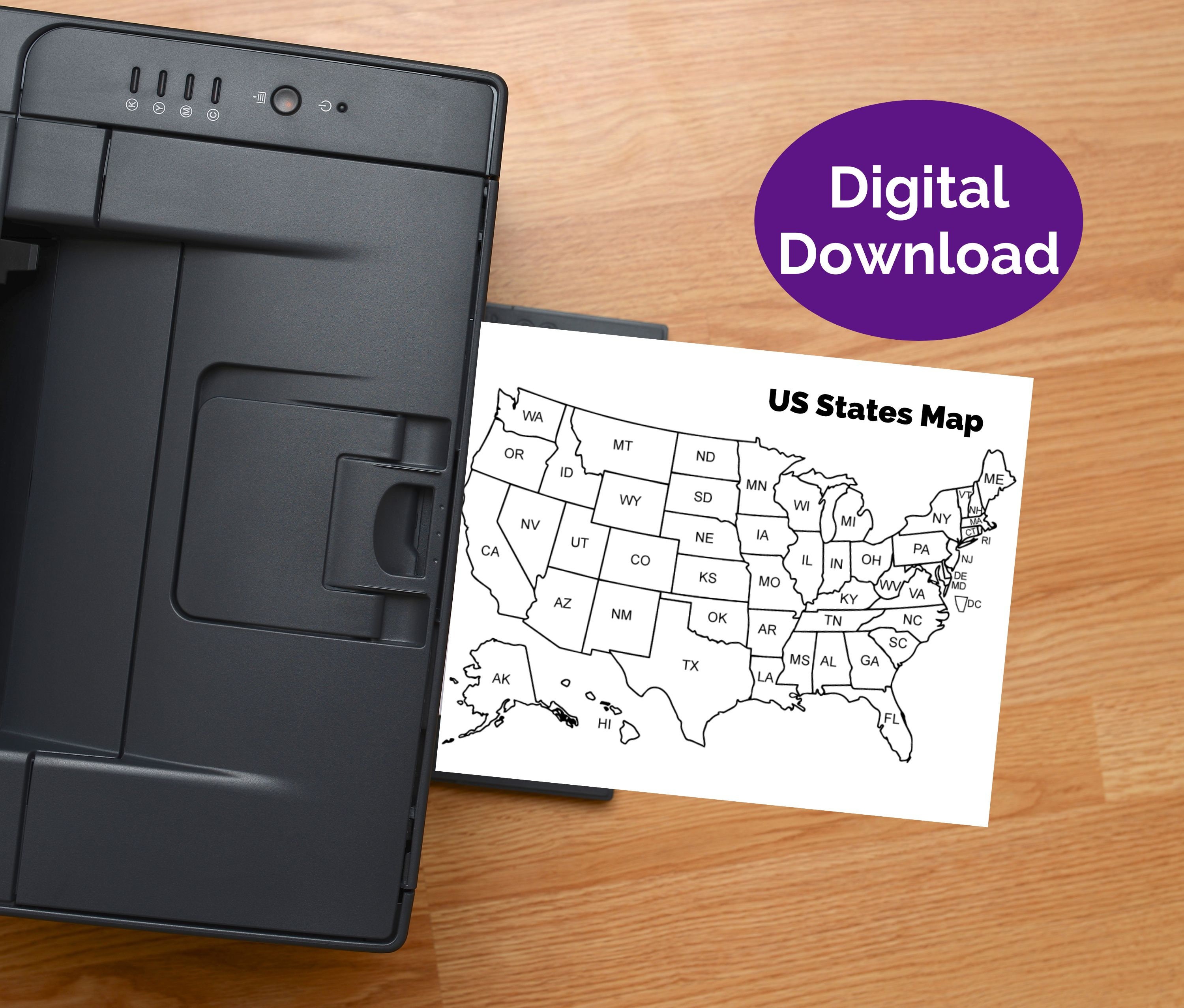 Printable US States Map. Etsy United States Sales Tracker. A4 Etsy