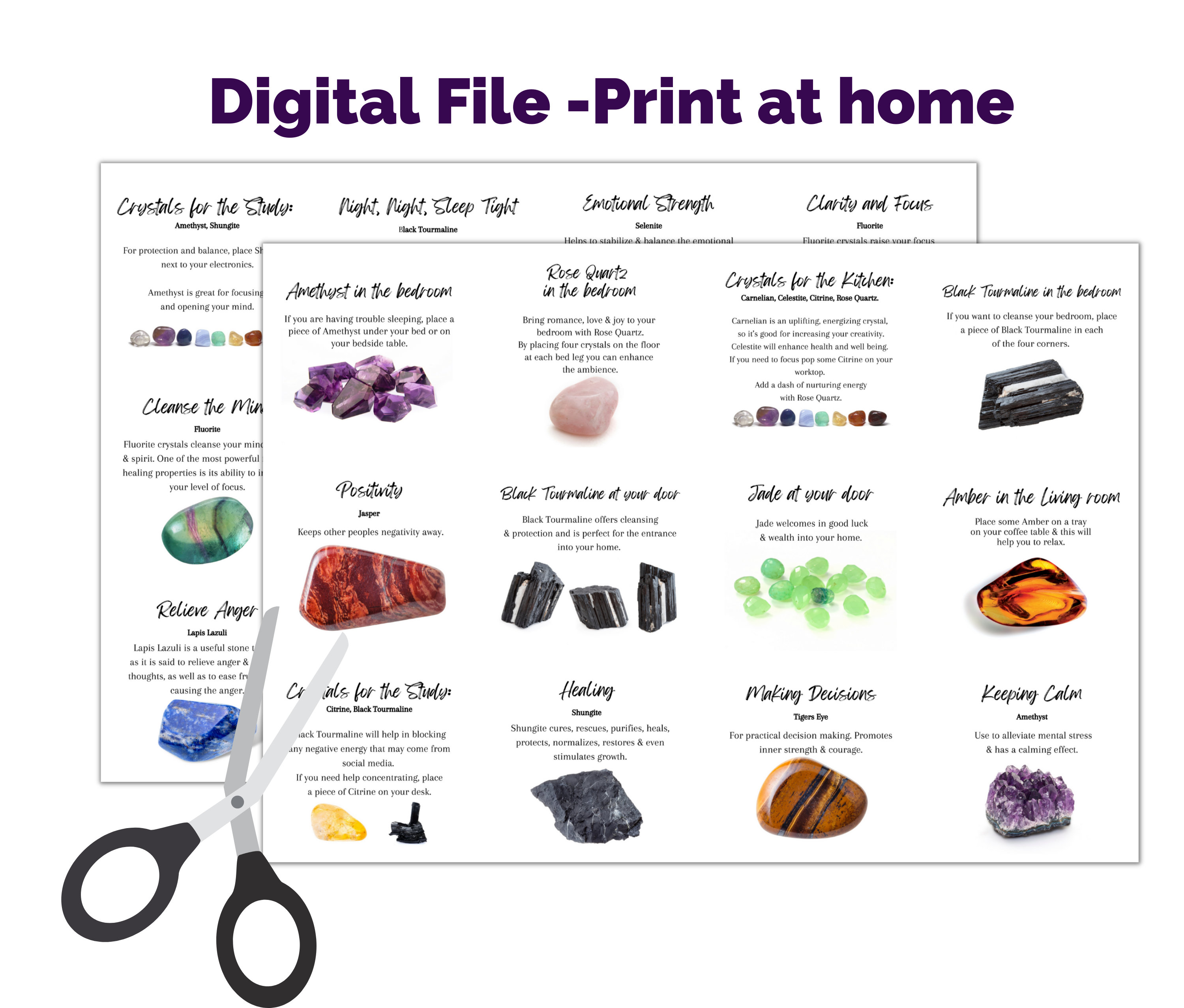 Printable Crystal Information Cards: A4 Gemstone Properties (PDF ...