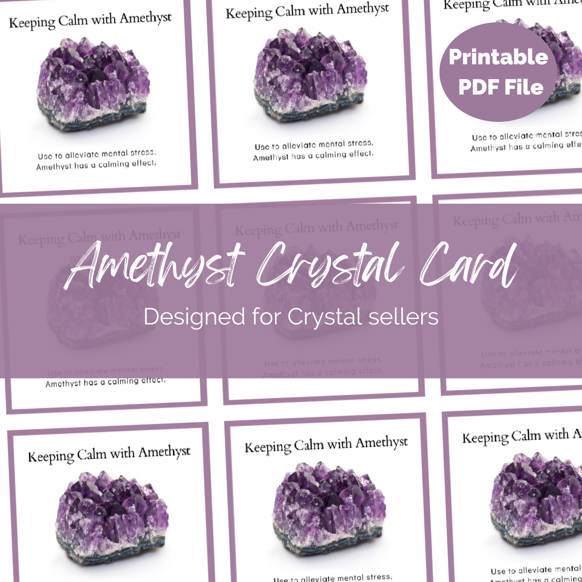 Amethyst Crystal Info Cards: Printable Gemstone Properties (A4 UK