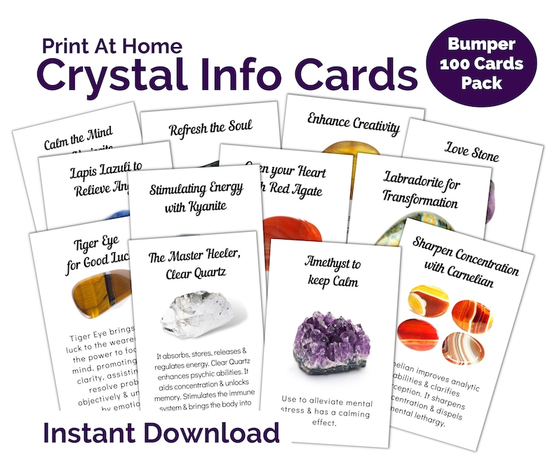 Printable Crystal Gemstone Information Cards. Print at Home - Etsy UK