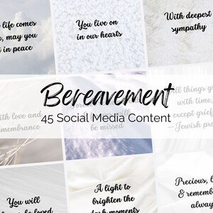 Memorial Sympathy Social media graphics Instagram Facebook ready images for Bereavement. gift sellers, celebrants, grief. Soft white design.
