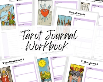 Druckbares Tarot Deck Workbook, Spickzettel. Tarot Karten Arbeitsblätter. Tarot lernen. Ideal für Journaling. A4 Druck zu Hause.