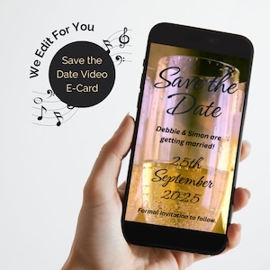 Tarjeta electrónica animada con audio para guardar la fecha. Tarjeta electrónica digital con video. Invitación de WhatsApp. Tarjeta de anuncio de boda. Editada para ti