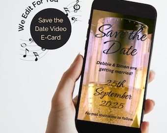 Guarde la tarjeta electrónica de video animada con audio. Tarjeta electrónica de vídeo digital. Invitación por Whatsapp. Tarjeta de anuncio de boda. Editado para ti