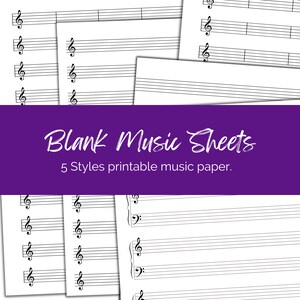 Printable Sheet Music for Letter/a4. Blank Sheet Music Printable. Piano  Staff Paper. Blank Music Paper. 