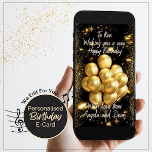 Personalised Birthday Ecard, Digital Electronic Card with audio. Edited for you.