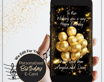 Personalisierte Geburtstag Ecard, digitale elektronische Karte mit Audio. Für Sie bearbeitet.