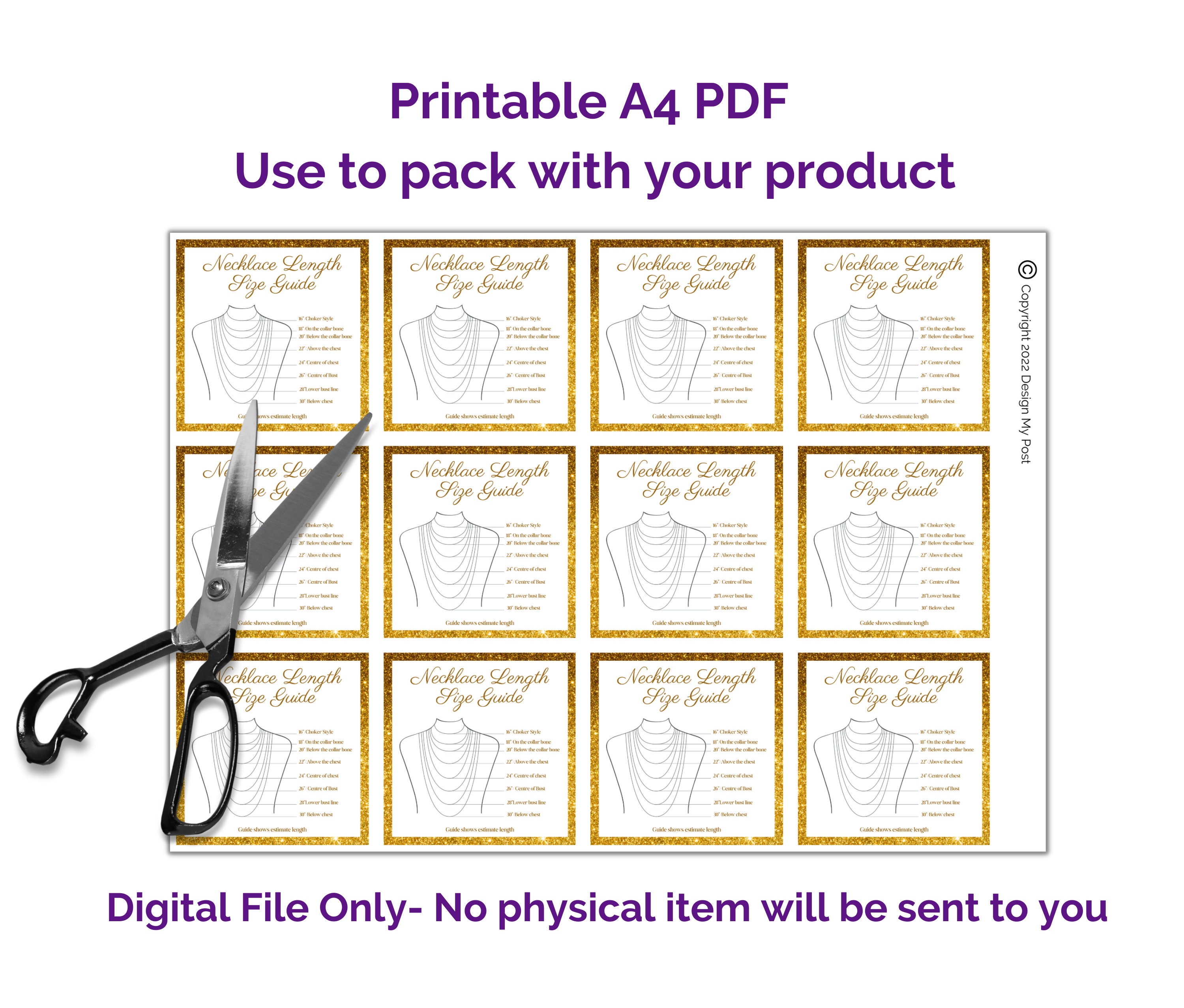 Necklace Guide Size Chart Template Printable Easy to Use Chain - Etsy