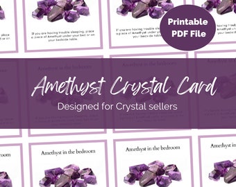 Printable Amethyst Crystal Meaning Card: Jewelry Business Packing