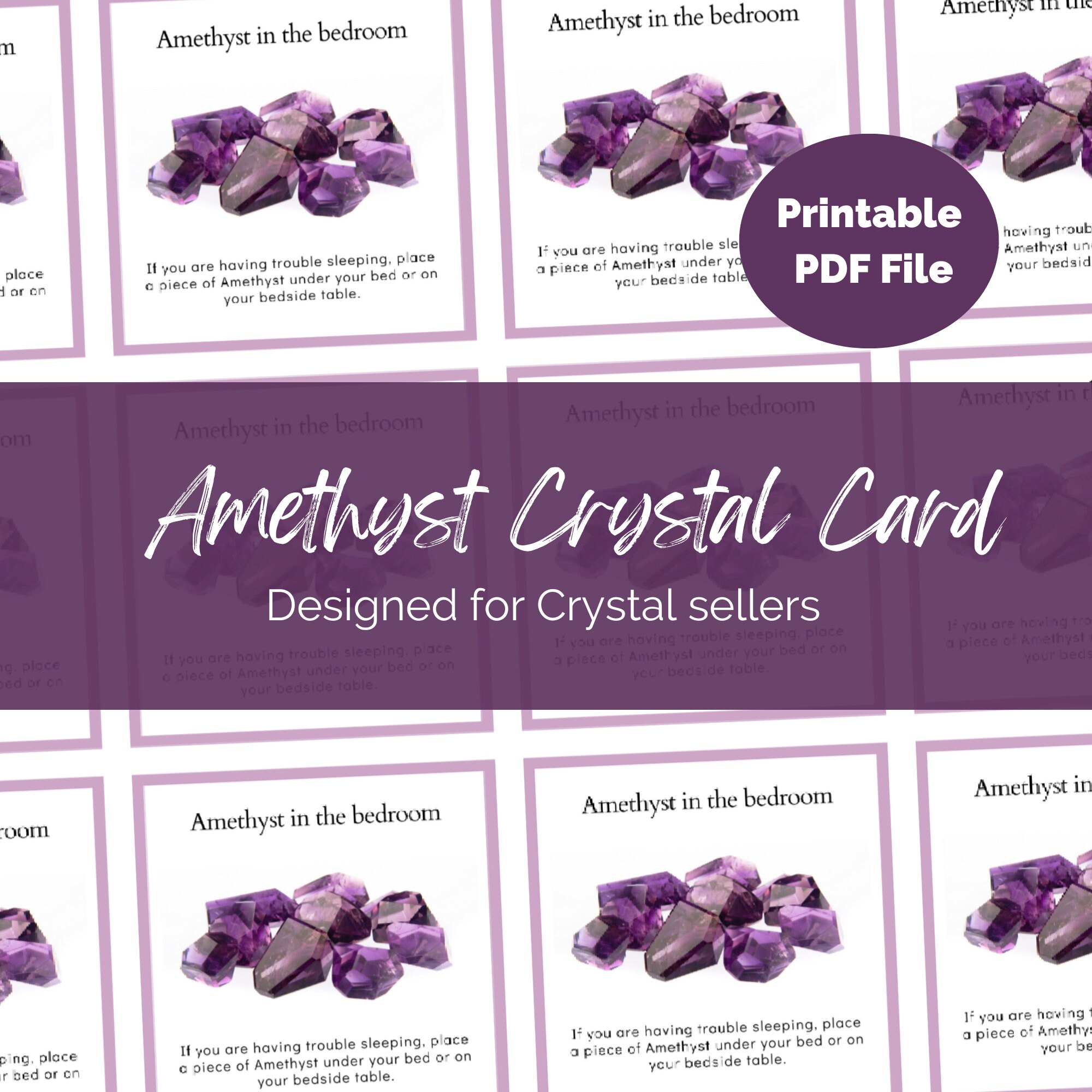 Printable Amethyst Crystal Meaning Card: Jewelry Business Packing