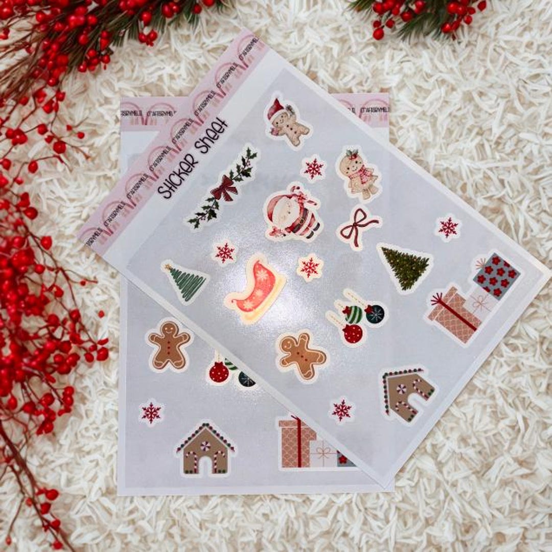 Christmas Sticker Sheet | Cute Holiday Vinyl Stickers | Santa ...