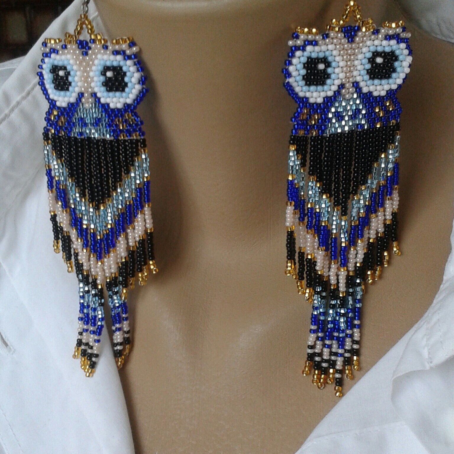 Beaded owl deals earrings