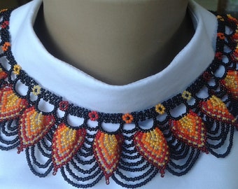 Seed bead collar necklace Multicolored necklace Creative necklace Beaded necklace Gift for her