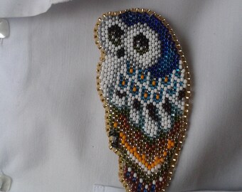 Owl beaded brooch Decoration bird Owl Night bird Brooch Handmade Brooch