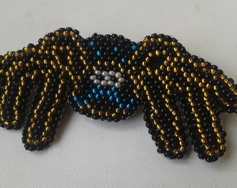 Beaded Spider Brooch: Czech Glass Bead Insect Pin