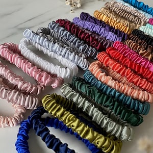 Skinny Scrunchie | SET OF 3 OR 5 | Silk Satin | 34 Colours |  Beautiful Hair Tie | Chouchou | Handmade in Germany