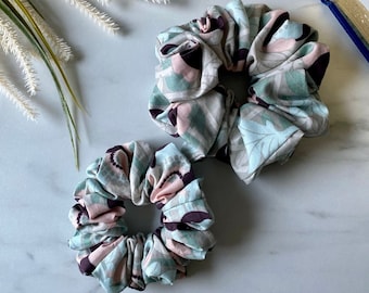 Bedrukte katoenen scrunchie | 100% katoen | Mini en Groot | Pastelkleuren | Chouchou | Handgemaakt in Duitsland