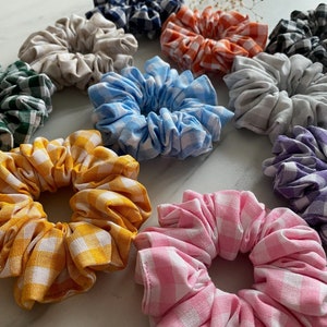 Vichy-Karo Scrunchie Baumwolle Sommer Bauernkaro Chunky 10 Farben Schönes Haargummi Chouchou Handgemacht in Deutschland Bild 1