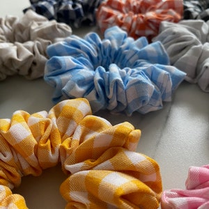 Vichy-Karo Scrunchie Baumwolle Sommer Bauernkaro Chunky 10 Farben Schönes Haargummi Chouchou Handgemacht in Deutschland Bild 7