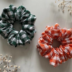 Vichy-Karo Scrunchie Baumwolle Sommer Bauernkaro Chunky 10 Farben Schönes Haargummi Chouchou Handgemacht in Deutschland Bild 5