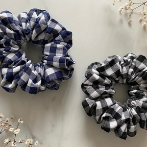 Vichy-Karo Scrunchie Baumwolle Sommer Bauernkaro Chunky 10 Farben Schönes Haargummi Chouchou Handgemacht in Deutschland Bild 6