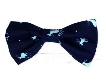 Navy blue bow tie. Deer pattern.