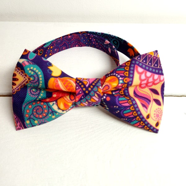 Patterned colored bowtie. paisley patterns.