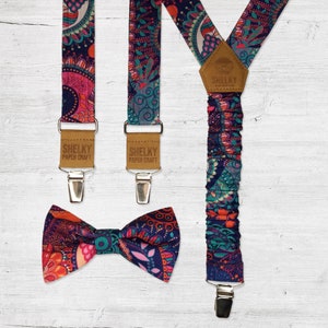 Patterned colorful suspenders for Men. image 2