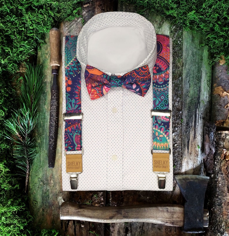 Patterned colorful suspenders for Men. image 1