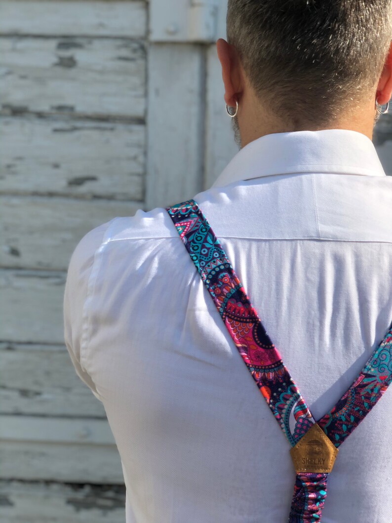 Patterned colorful suspenders for Men. image 4