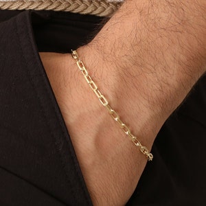 Mens Gold Chain Bracelet, Gold Plated Bracelet, Minimalist Bracelet for Men ,Husband Bracelet Gift,Best Gifts for Valentines Day