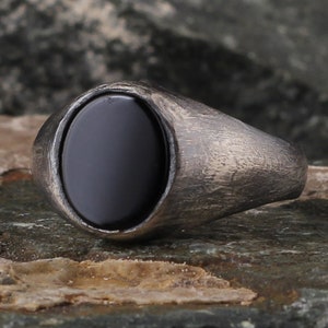 Onyx Man Ring, Pinky Ring, Minimal Men Ring ,Gemstone Handmade Oxidized Man Ring,Silver Man Handmade Ring, Husband Ring,Men Silver Gift Ring