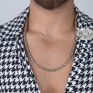 5mm Byzantine Chain, Sterling Silver Mens Chain, Man Necklace, 925k Silver Man Viking Necklace, Bali Byzantine Chain, Men Valentines Gift