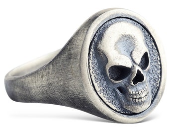 Sterling Silver Skull Ring, Skull Gothic Rings for Men, Skull Punk Ring,Silver Skull Band, Skull Jewelry,Gift Ring,Skull Biker Jewelry