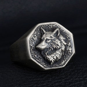 Silver Wolf Ring, Silver, Pinky Man Gothic Ring ,Biker Ring, Silver Men Ring, Gifts For Men,Men Oxidized Men Jewelry