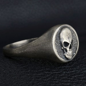 Silver Skull Men Ring, Unique Skull Ring, Skull Engraved Ring,Skull Punk Ring,Silver Skull Band, Skull Jewelry,Gift Ring,Skull Biker Jewelry