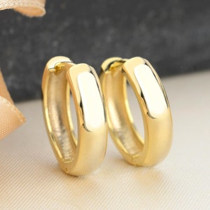 14K Gold Einfache Creolen, Chunky Real Gold Creolen, kleine Gold Creolen für Frauen, Gold Ohrringe Schmuck, 14k Gold Ohrringe