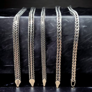 925 Silver Mens Bracelets, Sterling Silver Foxtail Chain Bracelets, Viking Chain Bracelet, Silver Men&#39;s Jewelry, Best Gifts for Boyfriend