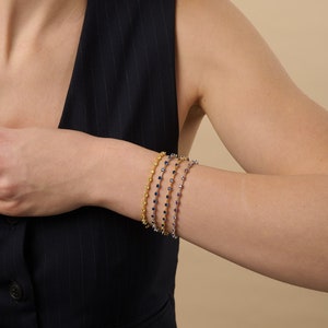 Tennis Bracelet,  Best Gift for Mom Unique Box Clasp Tennis Bracelet, Minimalist Tennis Bracelet Sapphire, Citrine Rainbow