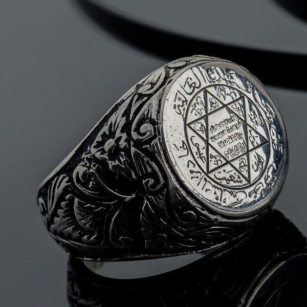 Star Of David Ring, Solomon Seal Ring, Occult Ring,Vintage Style Mens Ring,Magic Oxidized Ring,Protection Amulet Ring,Handmade Seal Ring