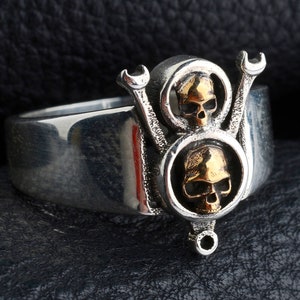 Silver Skull Men Ring, Unique Skull Ring, Skull  Handmade Ring,Skull Punk Ring,Silver Skull Band, Skull Biker Jewelry