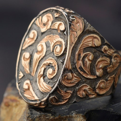 Mens Engraved Ring Mens Ring antique Ring for Man Men Etsy