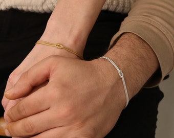Couples Love Knot Bracelets, Ultra Durable Chain, Sterling Silver Infinite Robe Knot Couples Bracelet Set, Bracelet Set for Couples