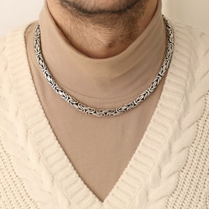 Sterling Silver Byzantine Chain Necklace Men, Silver Chain for Man, Mens King Chain Necklace,Thick Chain Necklace, Mens Valentine Gifts