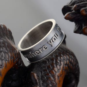 Custom Engraved Silver Ring - Personalized Quote Band