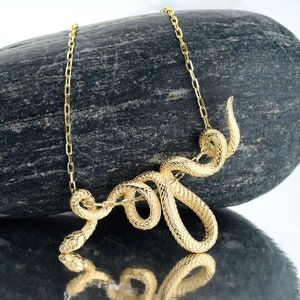 Gold Plated Snake Necklace, Silver Sepent Necklace, Silver Serpent Pendant, Gift Pendants Jewelry, Silver, Snake Pendant Necklace