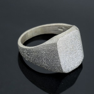 Sterling Silver 925 Signet Ring, Mens Signet Rings, Oksidized Ring, Sterling Silver Man Ring, Boyfriend Gift Brushed Ring