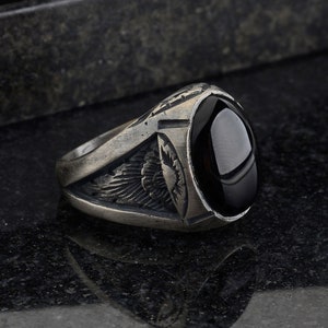 Black Onyx Mens Ring ,Onyx Men Jewelry, Gemstone Man Ring,Oxidized Silver Handmade Ring For Man