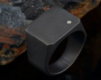 Silver Mens Ring, Classic Signet Ring, Mens Signet Rings, Vintage Ring, Sterling Silver Man Ring, Boyfriend Gift, Unique Ring ,Brushed Ring
